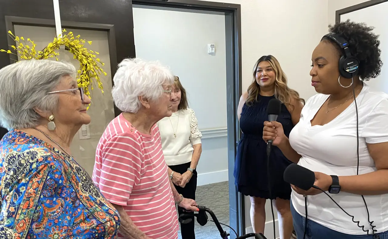 Senior residents participating in a community interview and activity