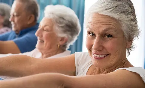 Senior couple enjoying time together in assisted living